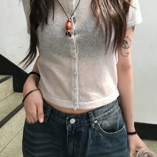 Ask Round Short Sleeve Cardigan