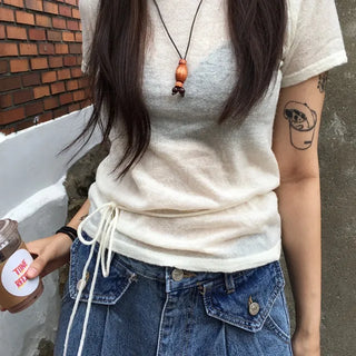 Alpaca Strap Short Sleeve Knit
