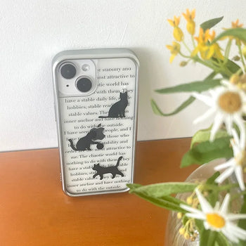 Lettering Cat Transparent Border iPhone Case