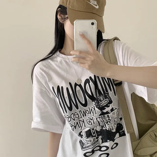 Hip Mood, Record Print Round Boxy Short Sleeve T-shirt