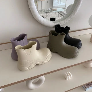 ◈Rainy Day◈ Rain Boots Platform Rain Boots Short Platform Rainy Season Recommended for Curvy Figures Humbuk Show Waterbomb Height-Increasing Summer Boots