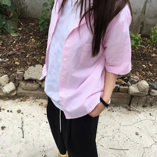 Striped Roll-up Short Sleeve Shirt
