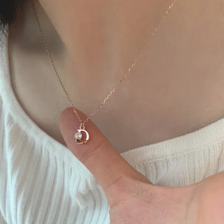 Mini Cubic Point D-Line Chain Silver Necklace Silver Rose Gold