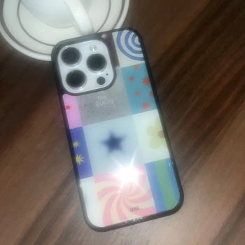 Square Pattern Vintage Epoxy iPhone Case