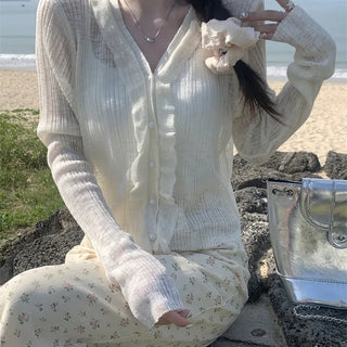 See-through Ruffle Cardigan