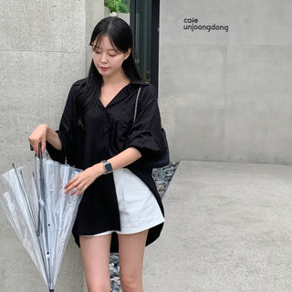 Mrin Silky Oversized Shirt Dress