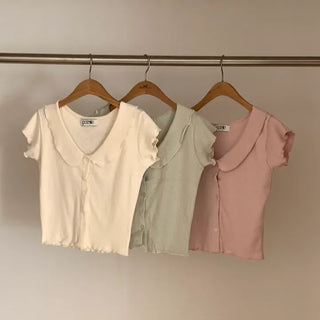 Frill Short Sleeve Ruffle Button Summer Cardigan