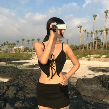 Black skirt bikini set