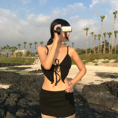 Black skirt bikini set