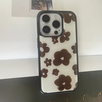 Brown Flower Pattern Epoxy iPhone Case