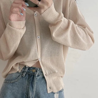 Summer Salanta See-through V-Neck Button Cardigan