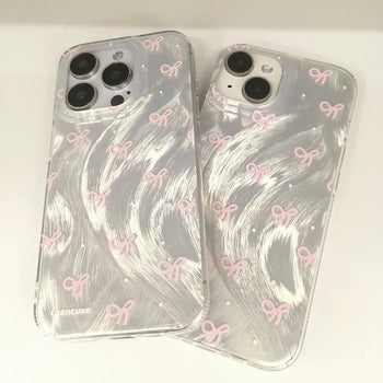 Blah Silver Glossy Pink Ribbon Jelly iPhone Case
