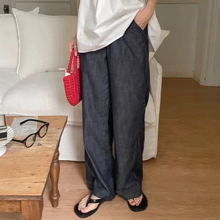 Cool Non-Fade Raw Denim Wide Pants