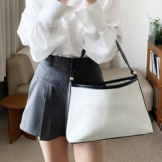 Square herringbone shoulder bag, canvas bag, hobo bag, peddler bag, work bag