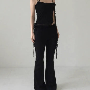 frill bootcut leggings pants