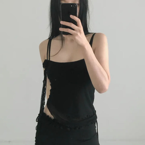 Corsage Frill Sleeveless Blouse