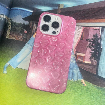 Pinky Heart Bubble Wrap Hard iPhone Case
