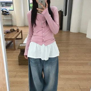 Waist Frill Wide Denim