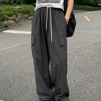 Tony Nylon Cargo Pants Elastic Waist Pants/Long Pants/Two-way/Wide Pants/Nylon Pants