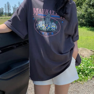 Manhattan Print Oversized Short Sleeve T-shirt