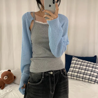 [Delicate Fit/Must-Have Item] Basic Boucle Summer Knit Bolero Cardigan (8 colors)