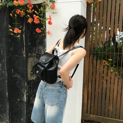 Black leather mini backpack