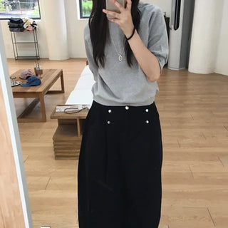 Snap Cotton Pintuck Long Skirt