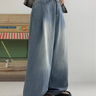 Summer hooded single-pleat denim pants