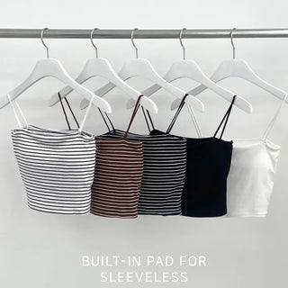 Maren Cropped Sleeveless Top with Built-in Cap