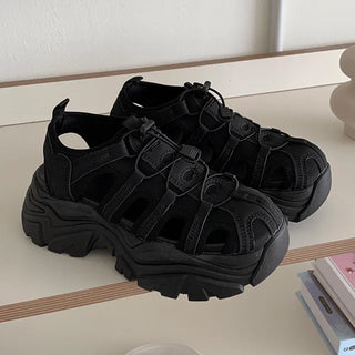 ◈7cmGorpcore Trekking Run Sandals Platform Height-Increasing Sandals String Ugly Neoprene Mesh Sporty Sneakers