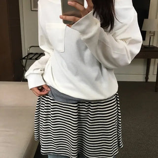 One-Pocket Waffle Shoulder Sweatshirt
