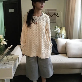 Damaged Cable Knit Thick Knit