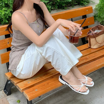 Slit Square Neck Sleeveless Knit