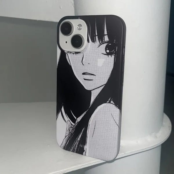 Sawako Japanese Black and White Anime Hard iPhone Case