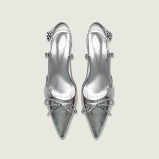 Patent Leather Ribbon Slingback Heels