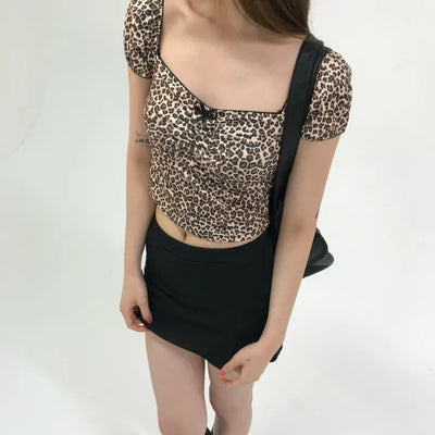 Leopard ribbon short-sleeve tee