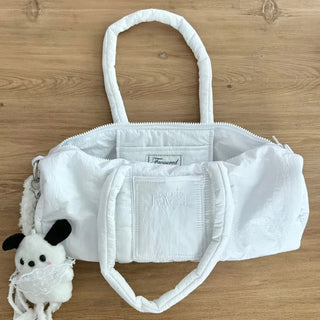 faved nylon duffle bag
