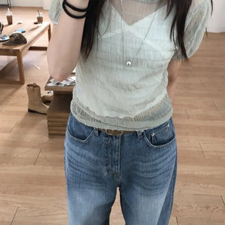 See-through Puff Short Sleeve Tee