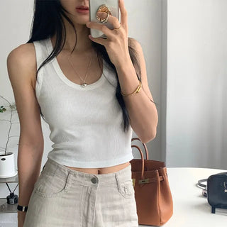 Ritsuyu Inner U-Neck Ribbed Sleeveless Top