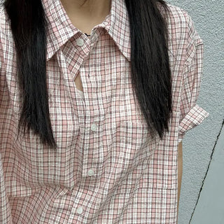 Fresh Oversized Short Sleeve Check Shirt
