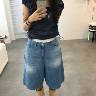 Fudge Sanding Wide Bermuda Denim