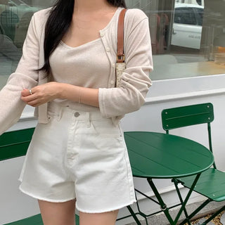 Benita Linen Loose Fit Crop Sleeveless Cardigan Set