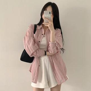 A Spoonful of Uniqueness, Cotton Candy Mix Stripe Boxy Pocket Long Sleeve Shirt