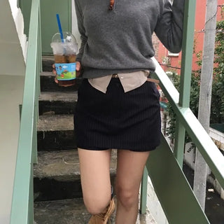 Striped skirt-pants