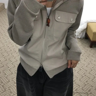 *BEST* Knit Nylon Contrast Zip-up