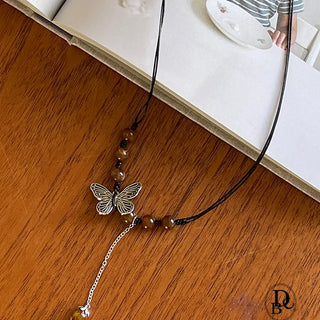 Beaded Butterfly Twin Necklace