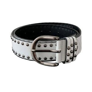 White* Two Lines Stud Belt | Two-Line Stud Belt