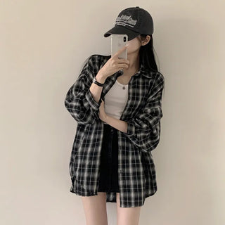 Full of Delicacy, Basic Check Boxy Long Sleeve Shirt