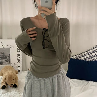 [Delicate/Cinched Waist] Daily Basic Rounded Long Sleeve T-shirt (5 colors)