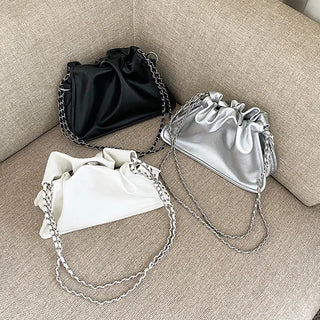 Shirring Chain Shoulder Bag   Wedding Guest Bag Shirring Bag Chain Mini Bag